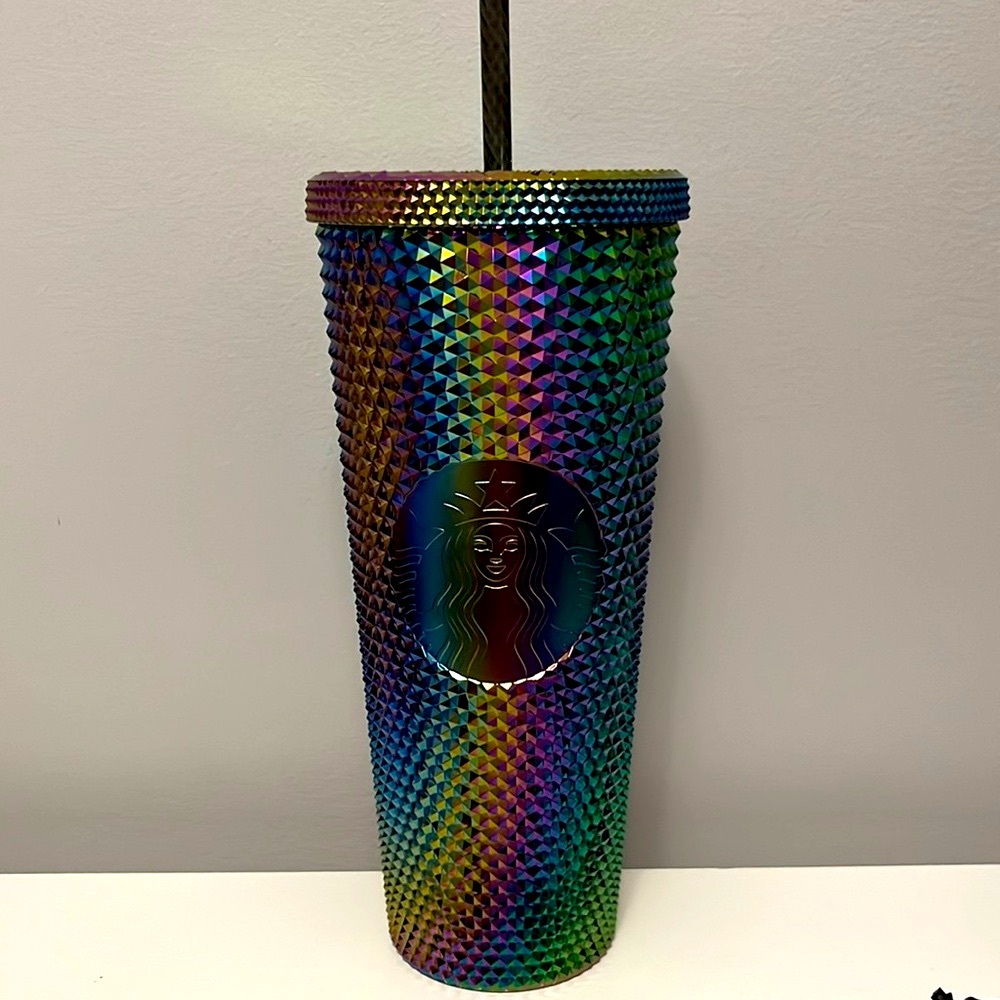 NWT Starbucks Fall 2023 Black Bling Oil Slick Studded Venti Tumbler